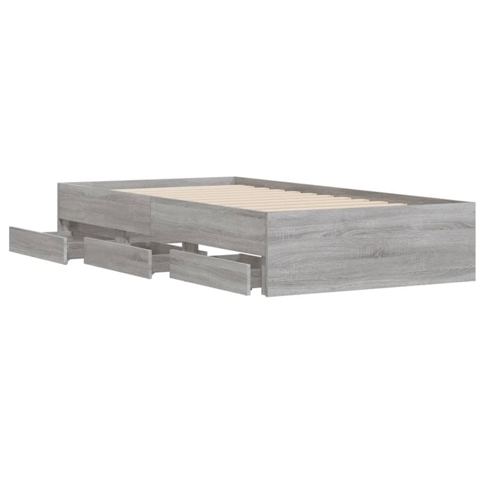 Cadru de pat cu sertare gri sonoma 75x190 cm lemn prelucrat - WALTI WALTI