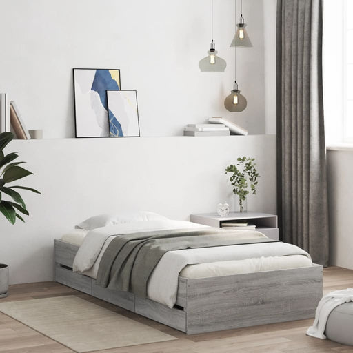Cadru de pat cu sertare gri sonoma 75x190 cm lemn prelucrat - WALTI WALTI