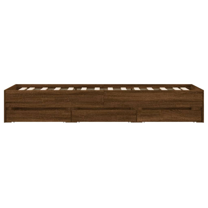Cadru de pat cu sertare stejar maro 75x190 cm lemn prelucrat - WALTI WALTI