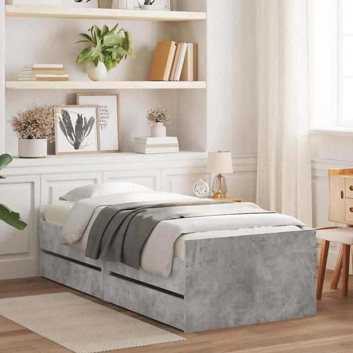 Cadru de pat cu sertare, gri beton, 90x190 cm - WALTI WALTI
