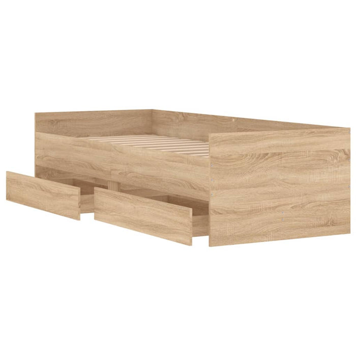 Cadru pat cu sertare, stejar sonoma, 75x190 cm, mic single WALTI