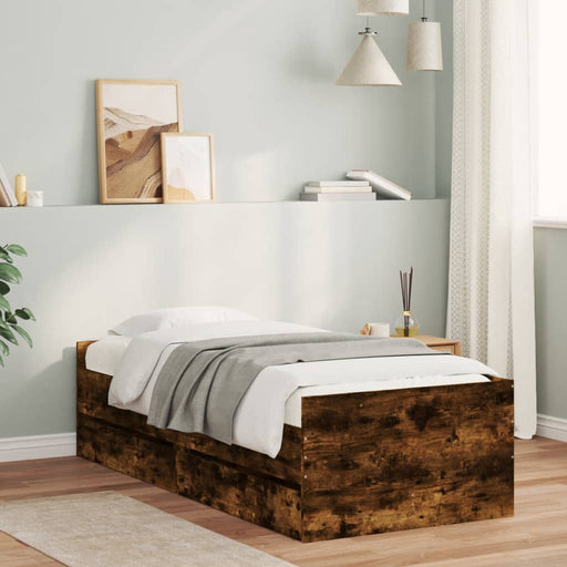Cadru pat cu sertare, stejar fumuriu, 75x190 cm, mic single - WALTI WALTI