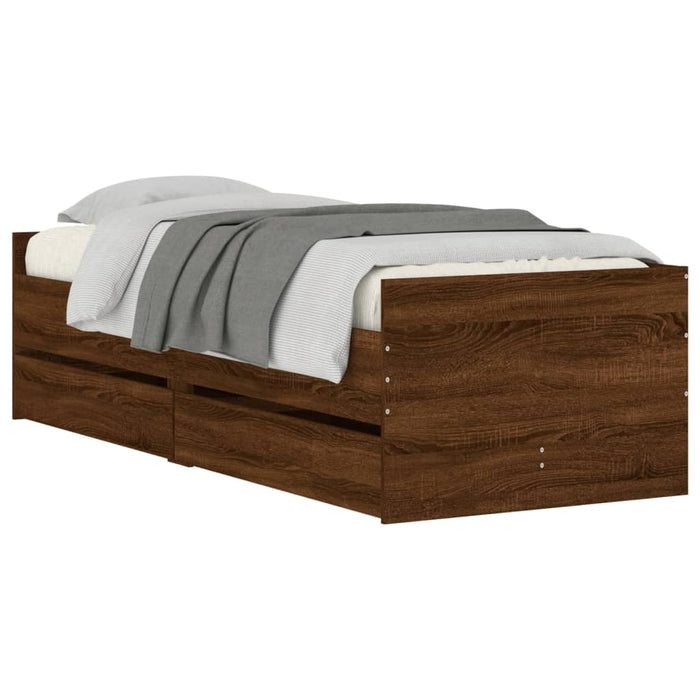 Cadru de pat cu sertare, stejar maro, 75x190 cm, mic single - WALTI WALTI