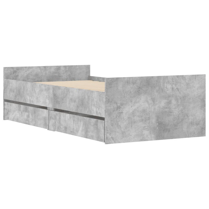 Cadru de pat cu sertare, gri beton, 100x200 cm - WALTI WALTI