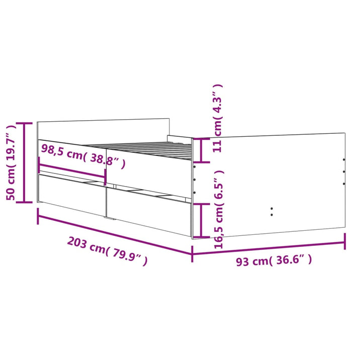 Cadru de pat cu sertare, alb, 100x200 cm - WALTI WALTI