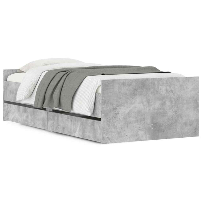 Cadru de pat cu sertare, gri beton, 90x190 cm WALTI