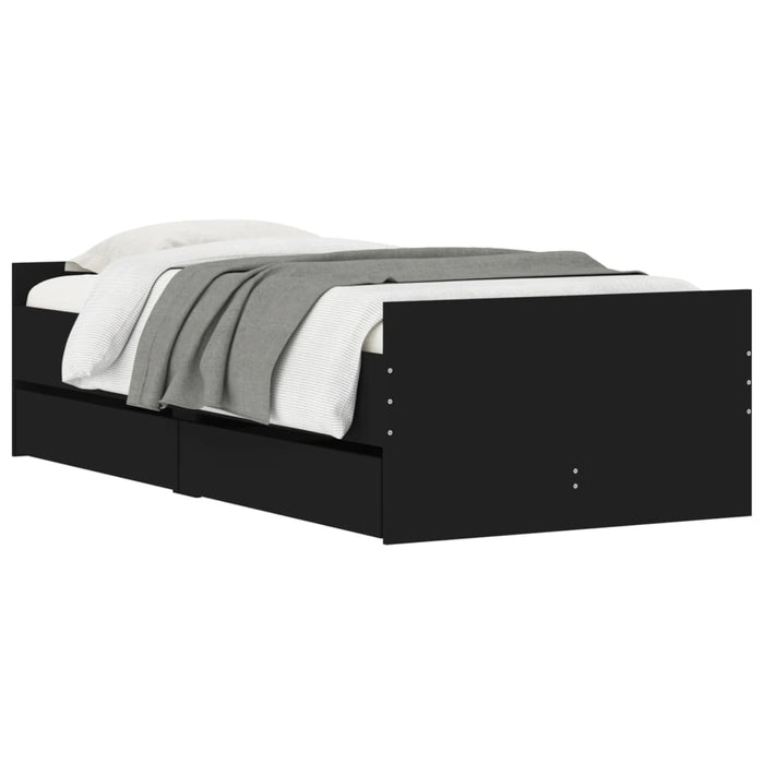 Cadru de pat cu sertare, negru, 75x190 cm mic, single - WALTI WALTI