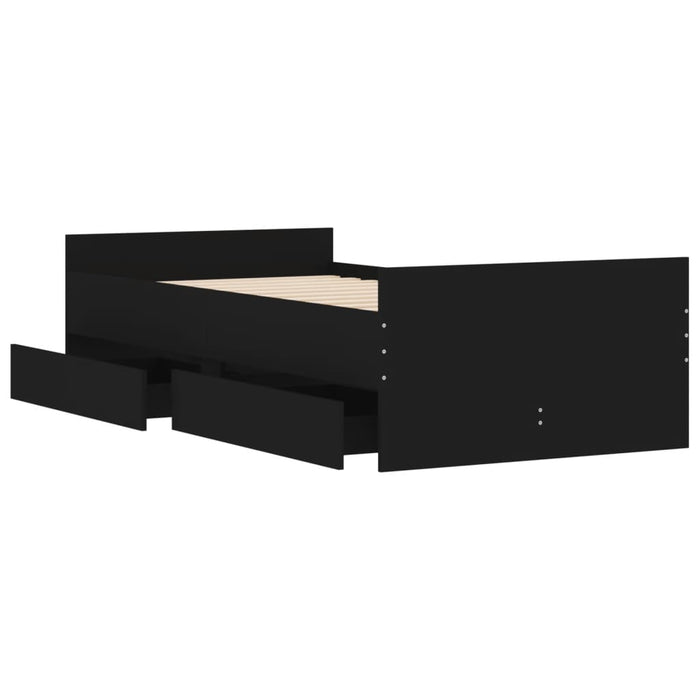 Cadru de pat cu sertare, negru, 75x190 cm mic, single - WALTI WALTI