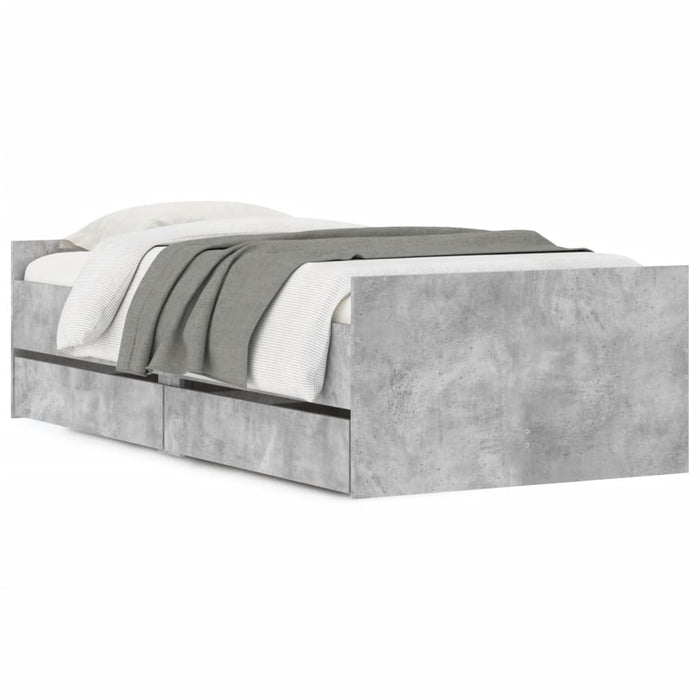 Cadru de pat cu sertare, gri beton, 75x190 cm, mic single - WALTI WALTI