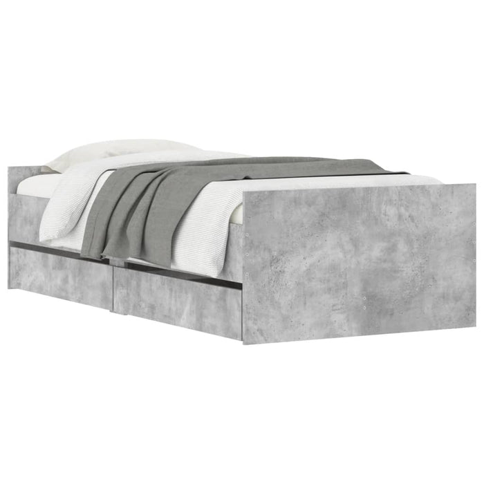 Cadru de pat cu sertare, gri beton, 75x190 cm, mic single - WALTI WALTI