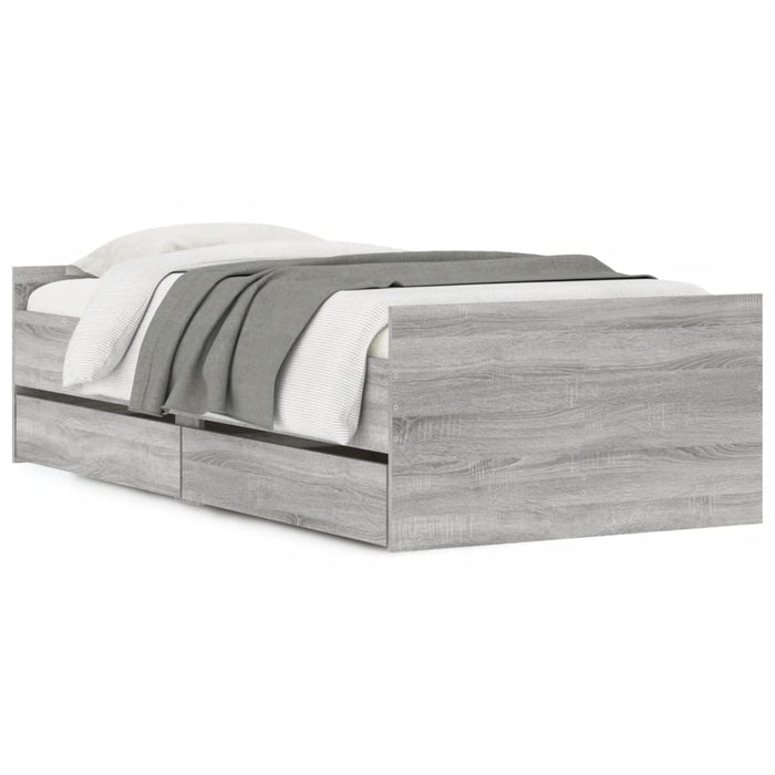 Cadru de pat cu sertare, sonoma gri, 75x190 cm, mic single - WALTI WALTI