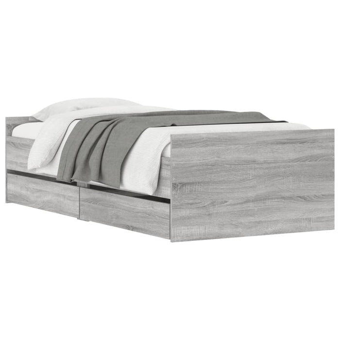 Cadru de pat cu sertare, sonoma gri, 75x190 cm, mic single - WALTI WALTI