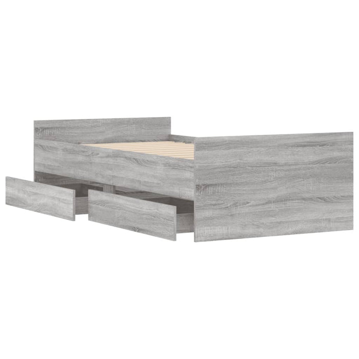 Cadru de pat cu sertare, sonoma gri, 75x190 cm, mic single - WALTI WALTI