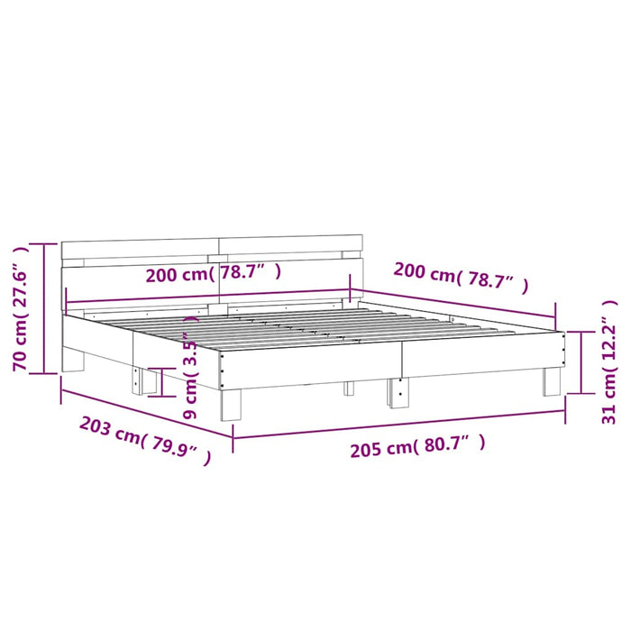 Cadru de pat cu tăblie stejar sonoma 200x200 cm lemn prelucrat - WALTI WALTI
