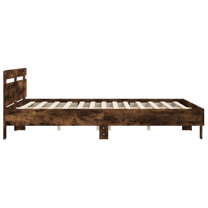 Cadru de pat cu tăblie stejar fumuriu 200x200 cm lemn prelucrat WALTI