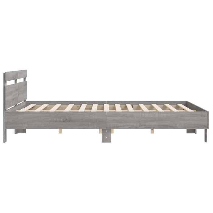 Cadru de pat cu tăblie gri sonoma 200x200 cm lemn prelucrat - WALTI WALTI
