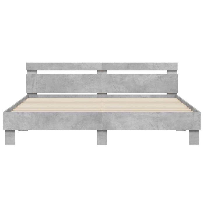 Cadru de pat cu tăblie gri beton 180x200 cm lemn prelucrat - WALTI WALTI