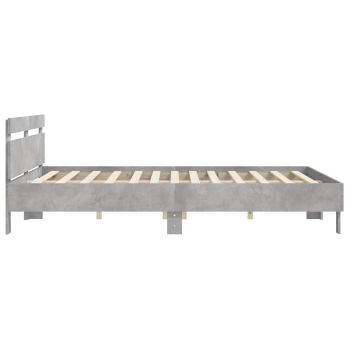 Cadru de pat cu tăblie gri beton 180x200 cm lemn prelucrat - WALTI WALTI
