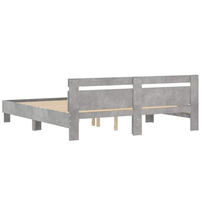 Cadru de pat cu tăblie gri beton 180x200 cm lemn prelucrat - WALTI WALTI