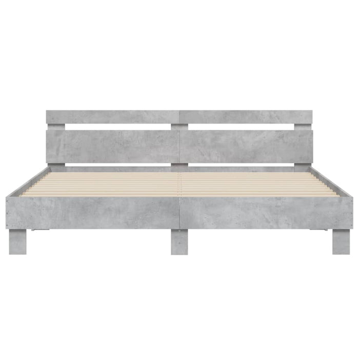 Cadru de pat cu tăblie gri beton 160x200 cm lemn prelucrat - WALTI WALTI