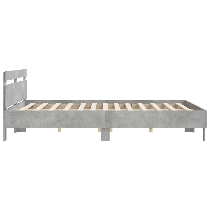 Cadru de pat cu tăblie gri beton 160x200 cm lemn prelucrat - WALTI WALTI