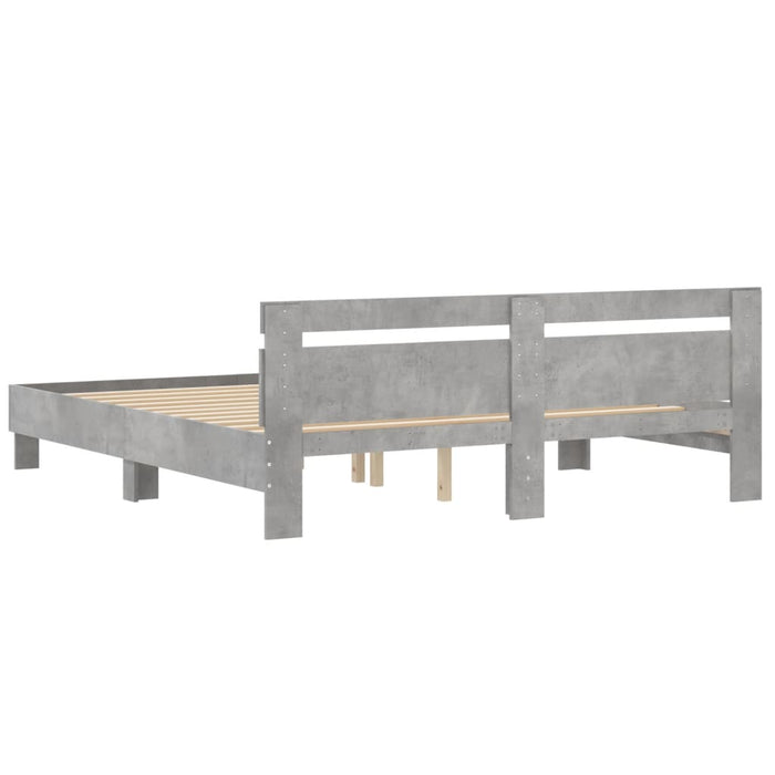 Cadru de pat cu tăblie gri beton 160x200 cm lemn prelucrat - WALTI WALTI
