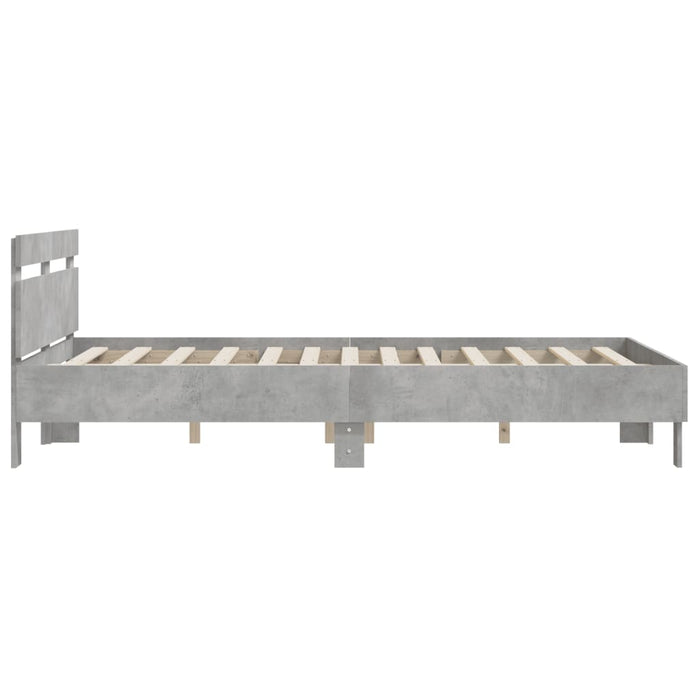 Cadru de pat cu tăblie gri beton 150x200 cm lemn prelucrat - WALTI WALTI