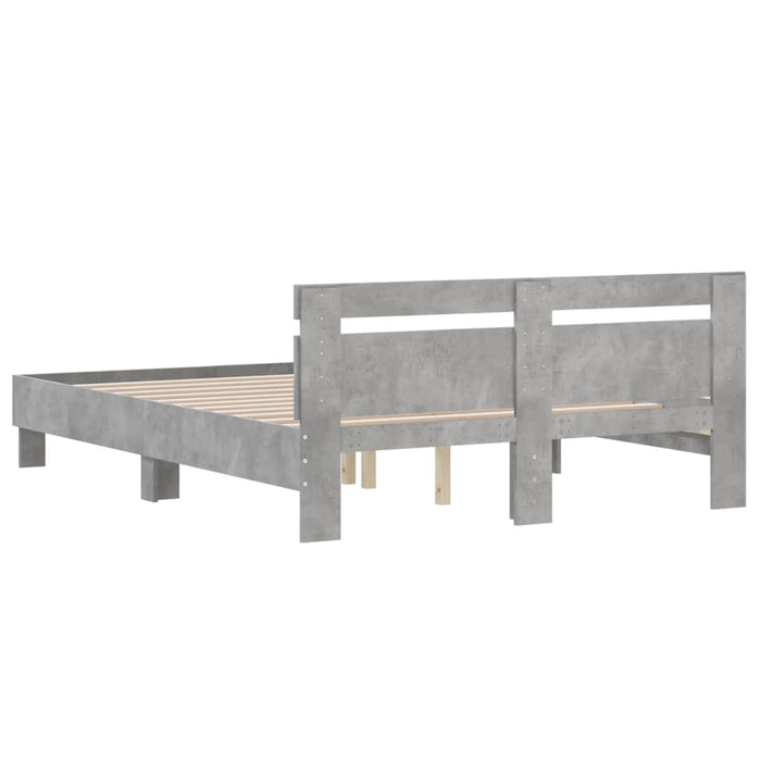 Cadru de pat cu tăblie gri beton 150x200 cm lemn prelucrat - WALTI WALTI