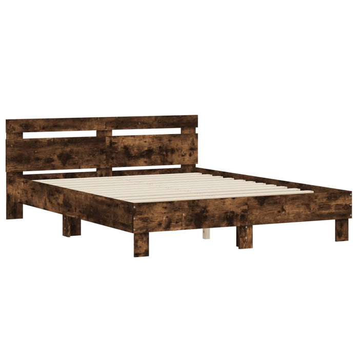 Cadru de pat cu tăblie stejar fumuriu 150x200 cm lemn prelucrat WALTI