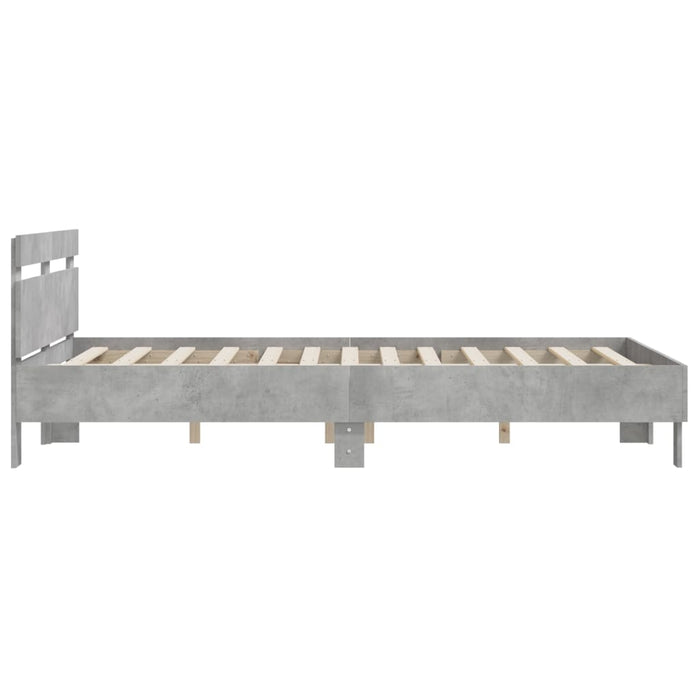 Cadru de pat cu tăblie gri beton 140x200 cm lemn prelucrat - WALTI WALTI