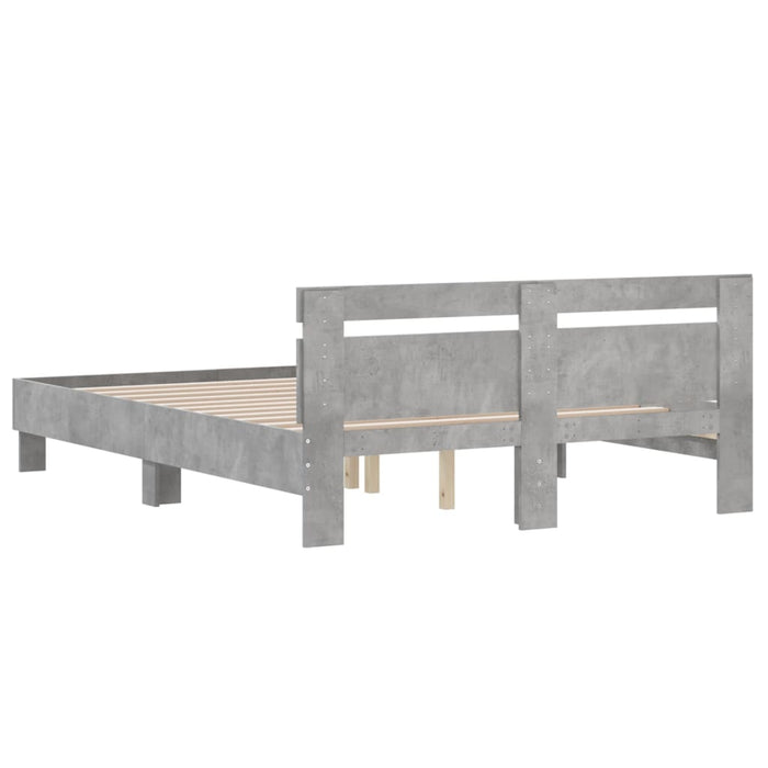 Cadru de pat cu tăblie gri beton 140x200 cm lemn prelucrat - WALTI WALTI