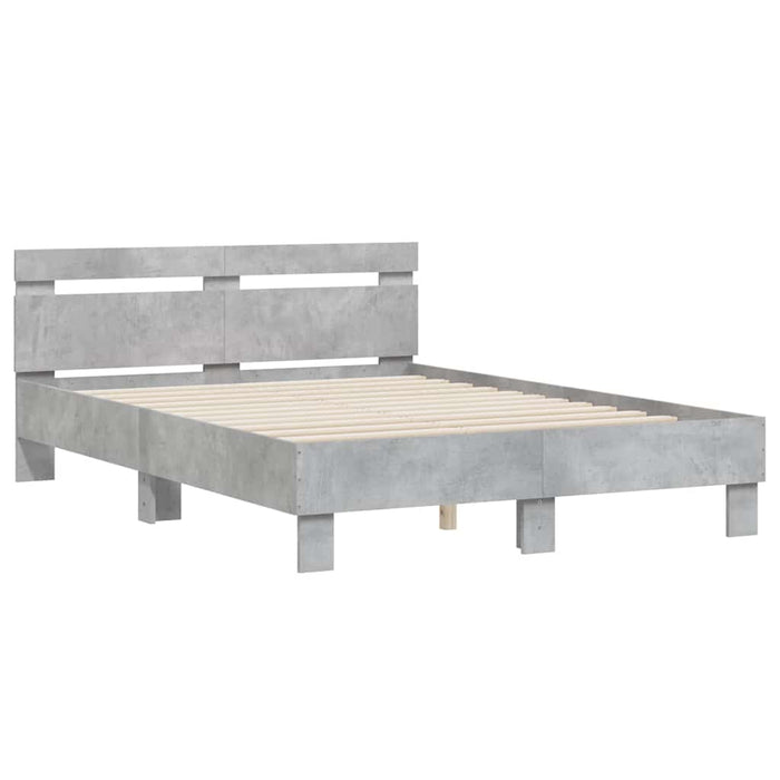 Cadru de pat cu tăblie gri beton 120x200 cm lemn prelucrat - WALTI WALTI