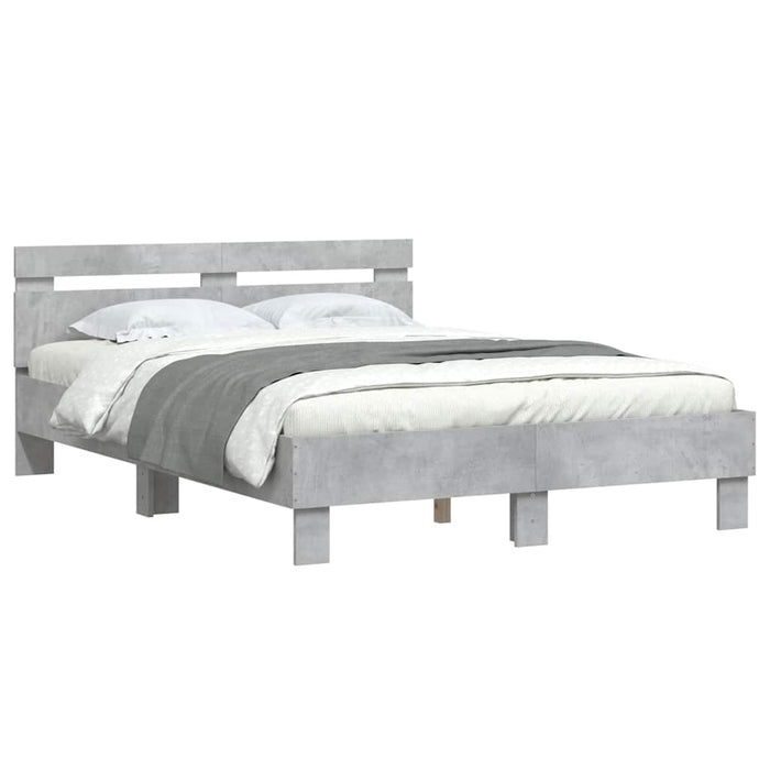 Cadru de pat cu tăblie gri beton 120x200 cm lemn prelucrat - WALTI WALTI