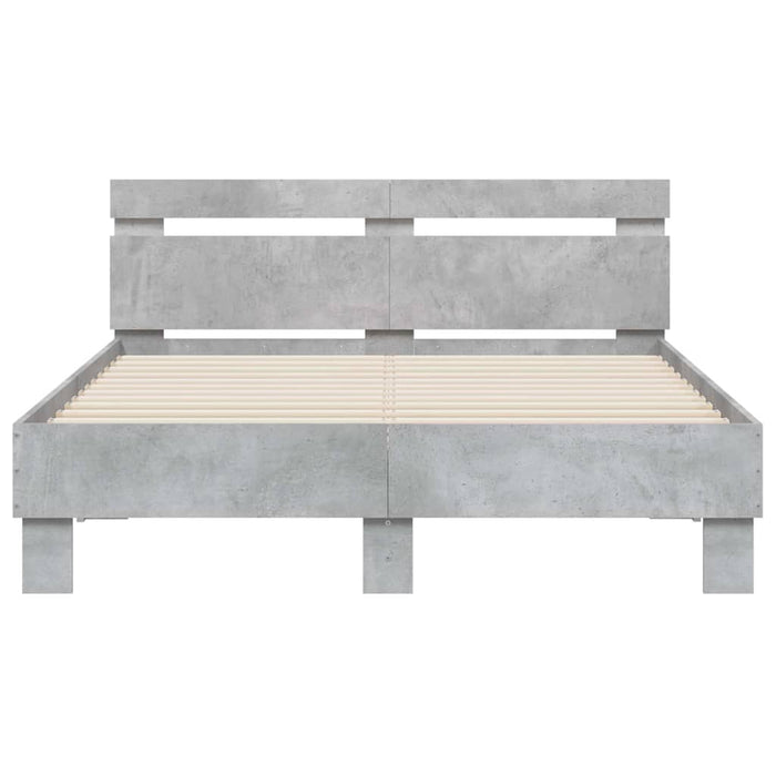 Cadru de pat cu tăblie gri beton 120x200 cm lemn prelucrat - WALTI WALTI