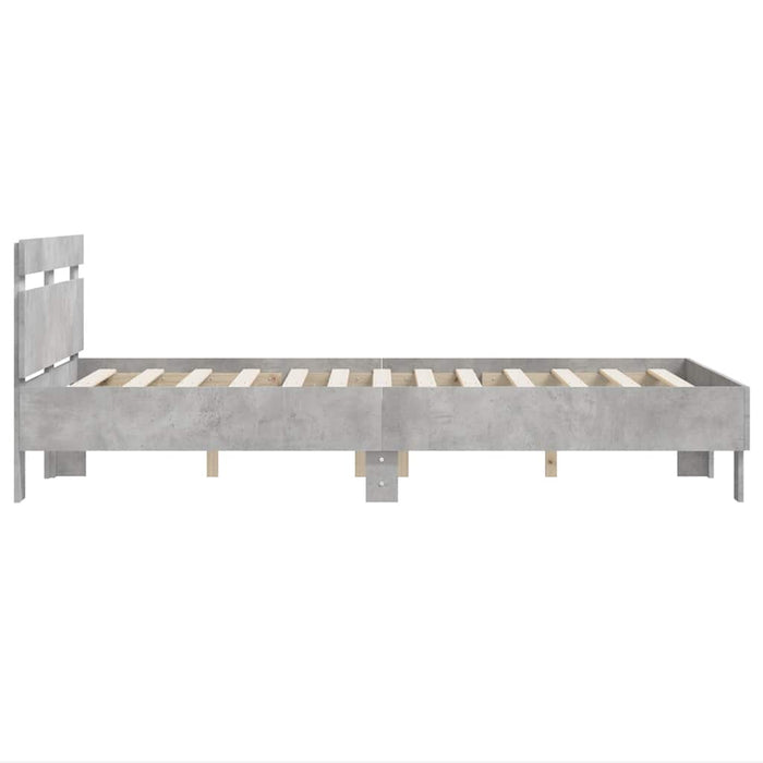 Cadru de pat cu tăblie gri beton 120x200 cm lemn prelucrat - WALTI WALTI