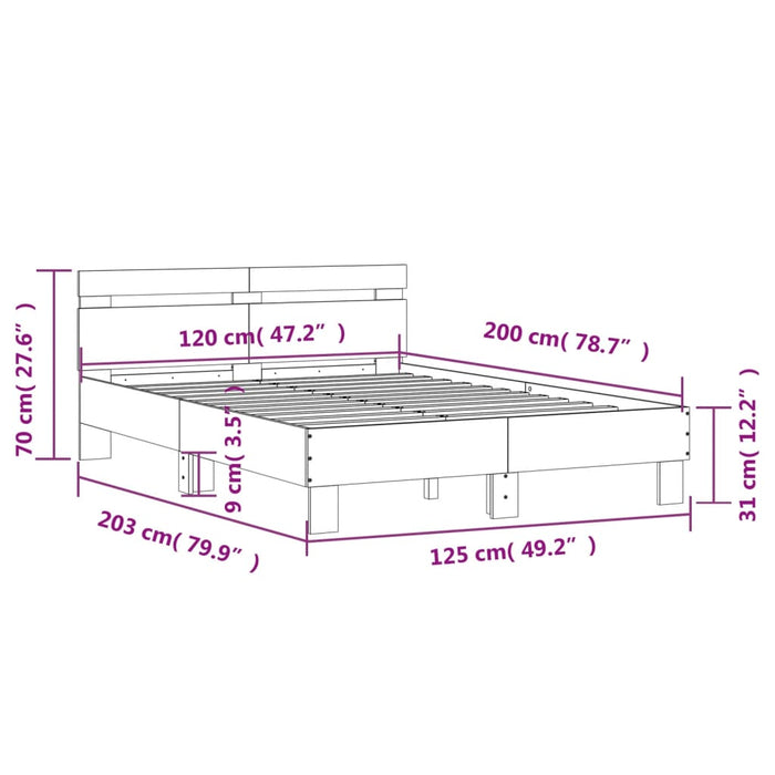 Cadru de pat cu tăblie gri sonoma 120x200 cm lemn prelucrat - WALTI WALTI