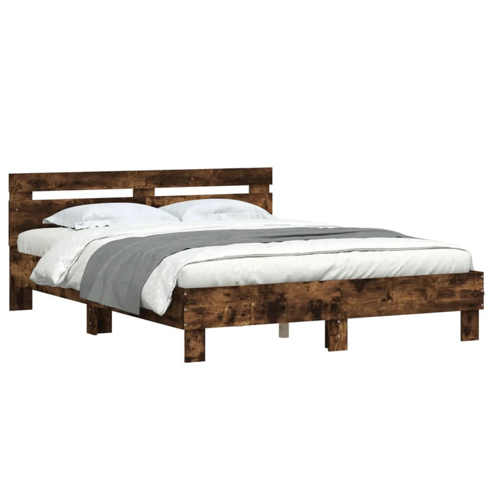 Cadru de pat cu tăblie stejar fumuriu 140x190 cm lemn prelucrat WALTI