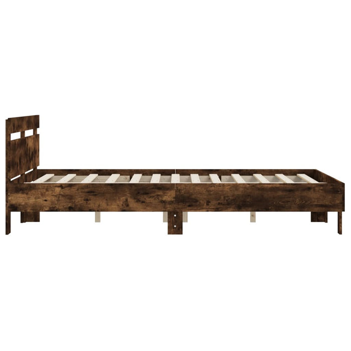 Cadru de pat cu tăblie stejar fumuriu 140x190 cm lemn prelucrat WALTI