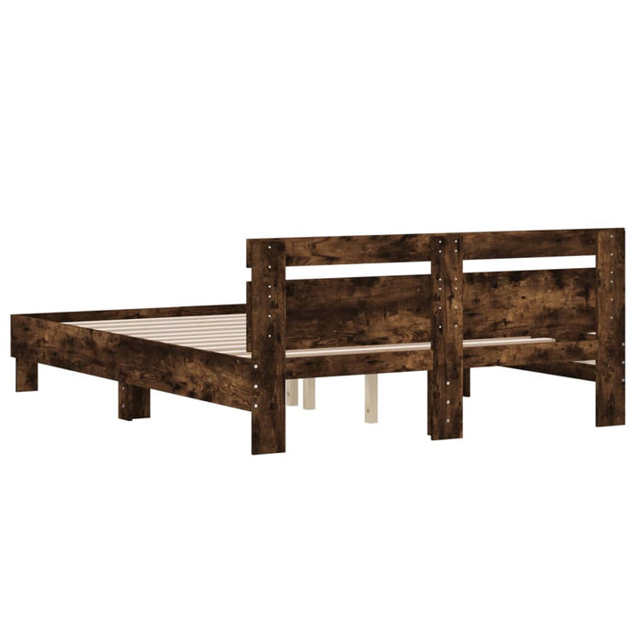 Cadru de pat cu tăblie stejar fumuriu 140x190 cm lemn prelucrat WALTI