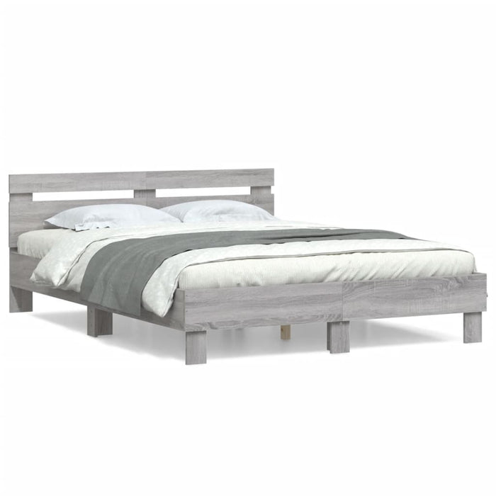 Cadru de pat cu tăblie gri sonoma 140x190 cm lemn prelucrat WALTI