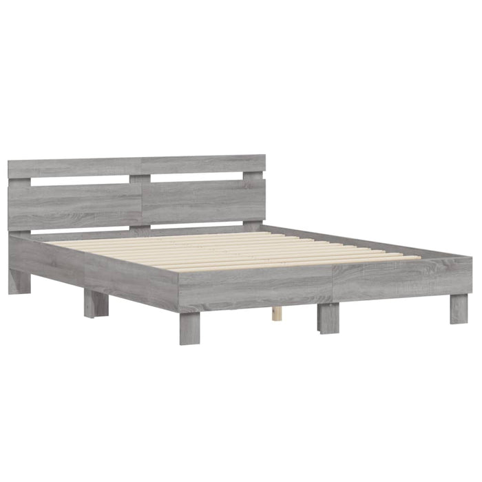 Cadru de pat cu tăblie gri sonoma 140x190 cm lemn prelucrat WALTI