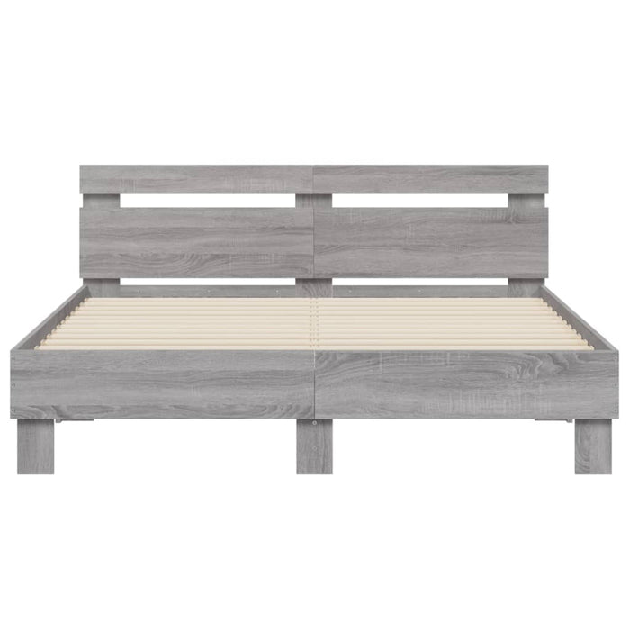 Cadru de pat cu tăblie gri sonoma 140x190 cm lemn prelucrat WALTI