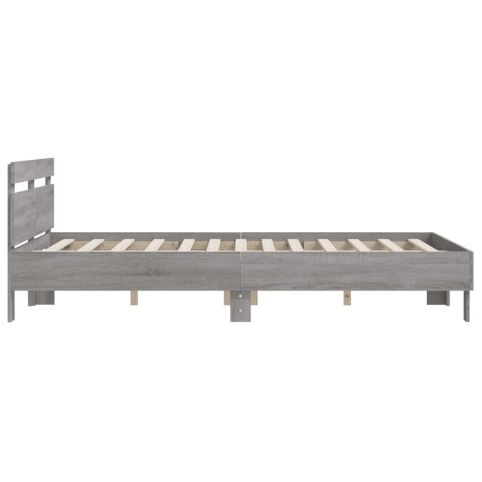 Cadru de pat cu tăblie gri sonoma 140x190 cm lemn prelucrat WALTI