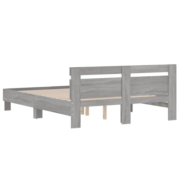 Cadru de pat cu tăblie gri sonoma 140x190 cm lemn prelucrat WALTI