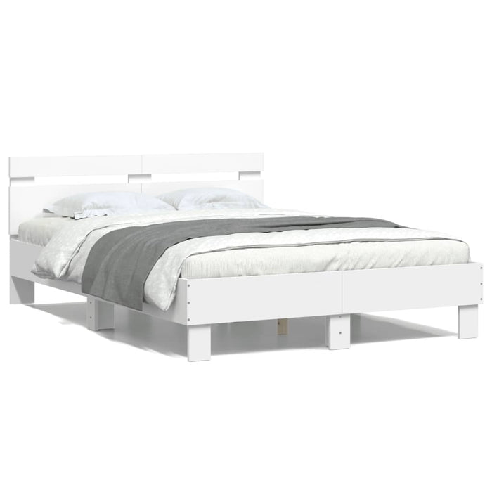 Cadru de pat cu tăblie, alb, 135x190 cm, lemn prelucrat WALTI