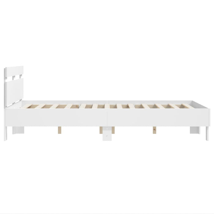 Cadru de pat cu tăblie, alb, 135x190 cm, lemn prelucrat WALTI