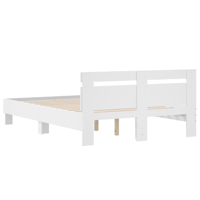 Cadru de pat cu tăblie, alb, 135x190 cm, lemn prelucrat WALTI