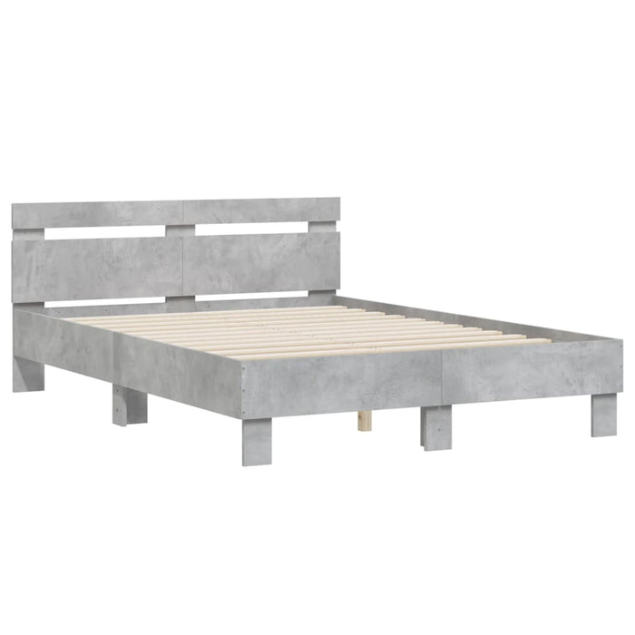 Cadru de pat cu tăblie gri beton 135x190 cm lemn prelucrat WALTI