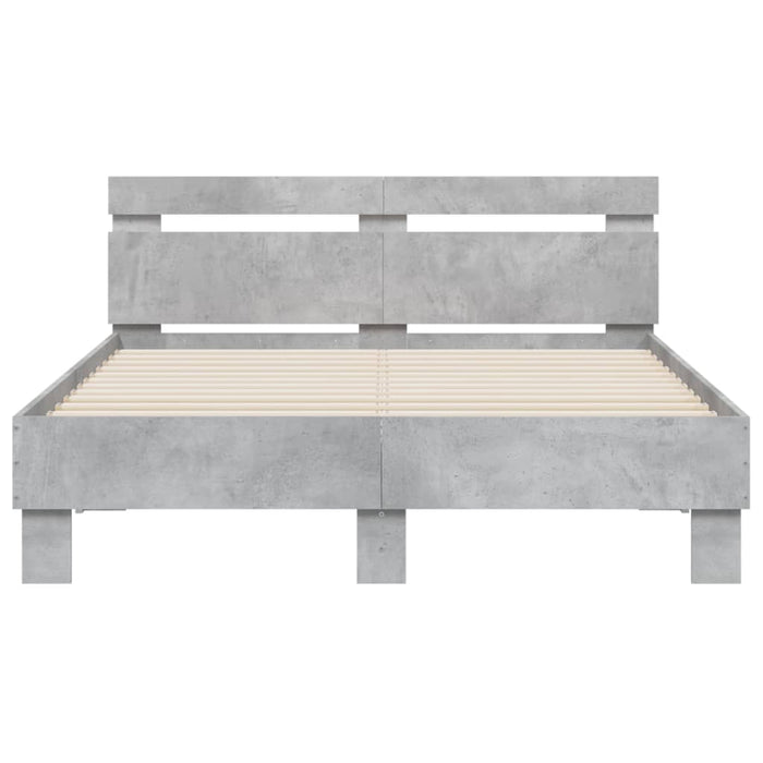 Cadru de pat cu tăblie gri beton 135x190 cm lemn prelucrat WALTI