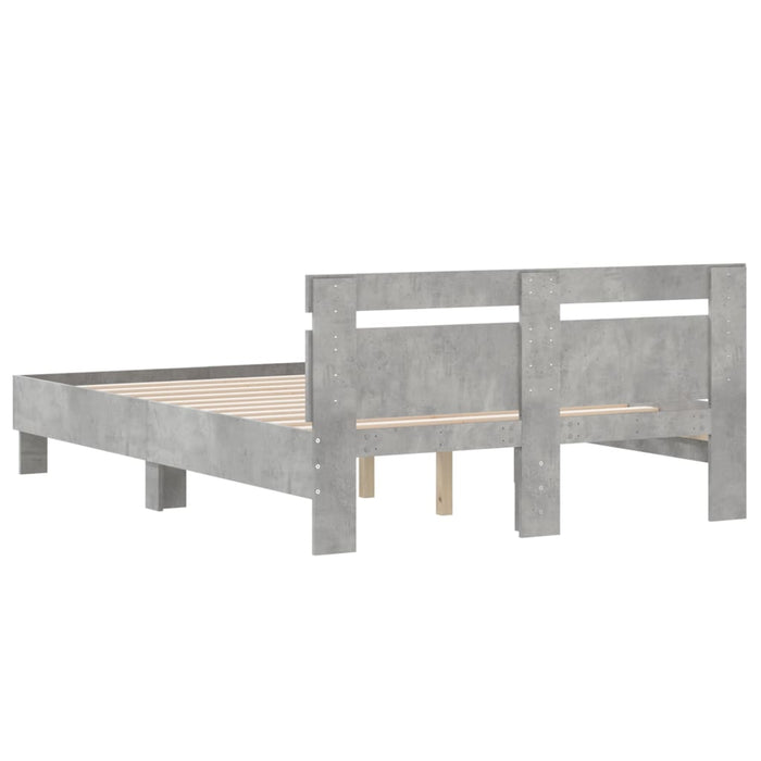 Cadru de pat cu tăblie gri beton 135x190 cm lemn prelucrat WALTI